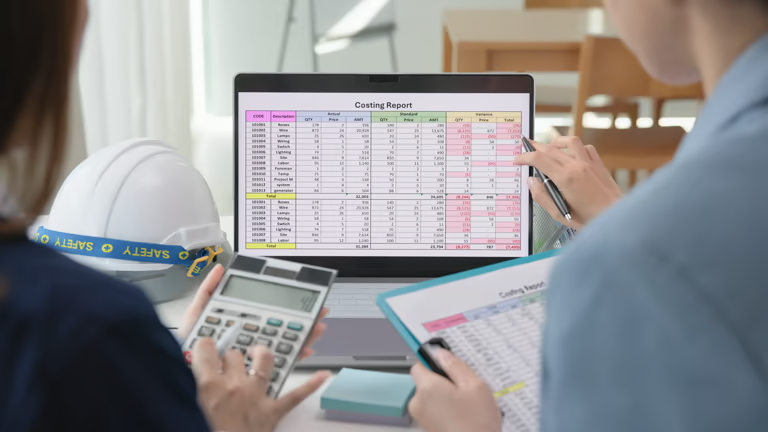 Professionals reviewing AI-based utilization forecast engines and costing reports