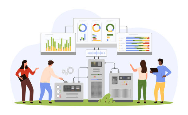 Analytics dashboard illustration with people