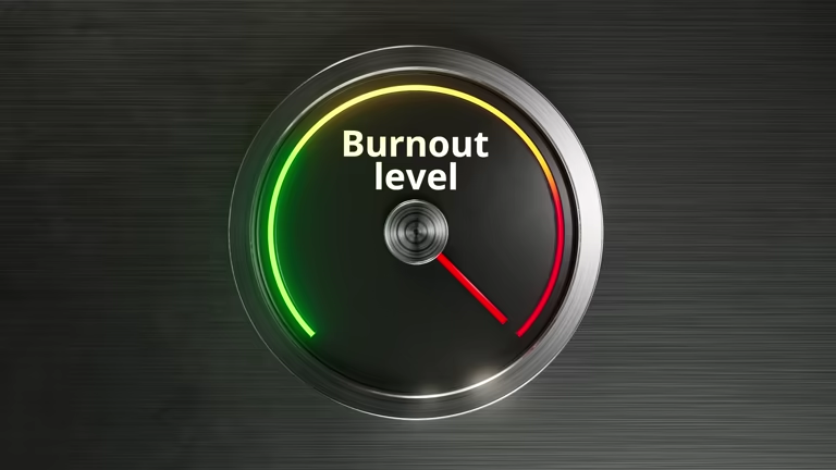 Speedometer showing high burnout level