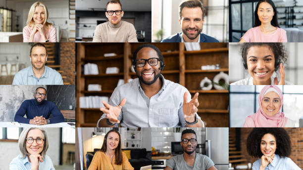 Diverse team on a video call