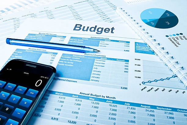 Phone showing budget chart and calculator