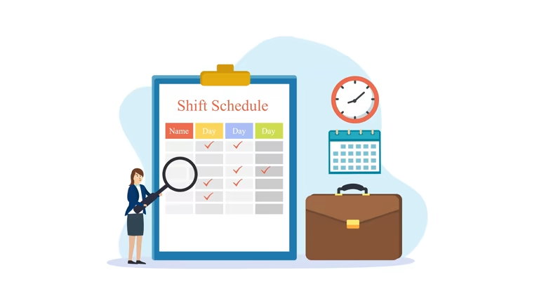 Digital clipboard with shift schedule and clock