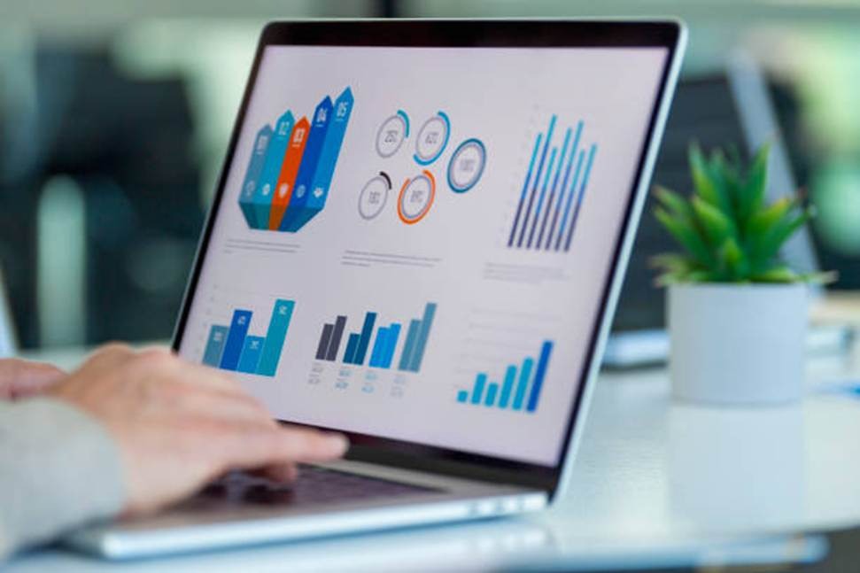 Laptop dashboard showing charts for data-driven decision making