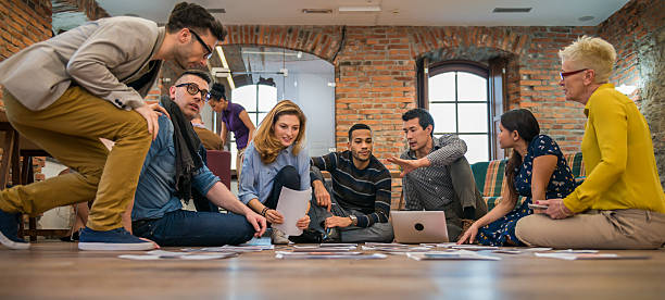 Team collaborating around a table