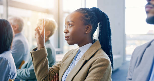 Employee looking at screen in office