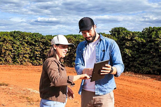 Field workers using tablet