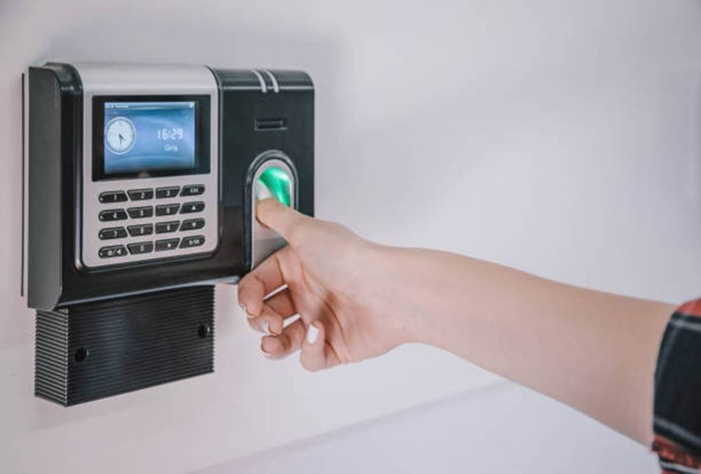 GPS and geofencing attendance system with biometric time clock