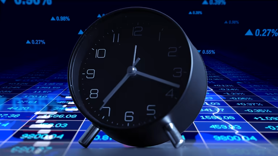Automated time tracking clock with payroll data background
