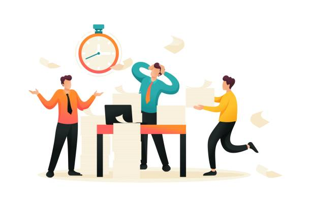People working at a desk with an incorrect job or project code concept