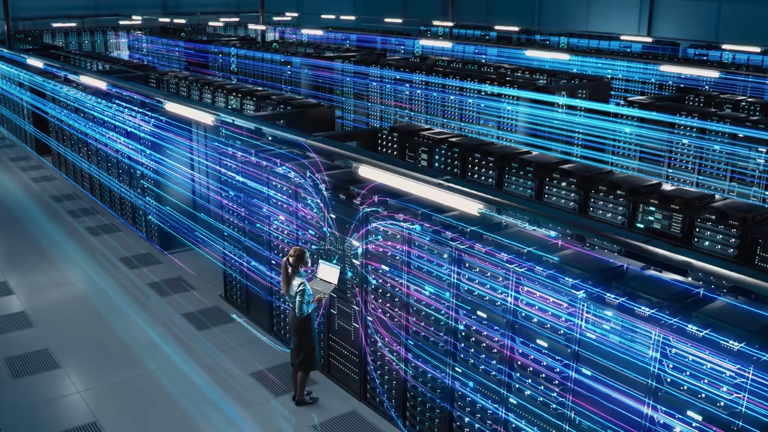Server room with a person