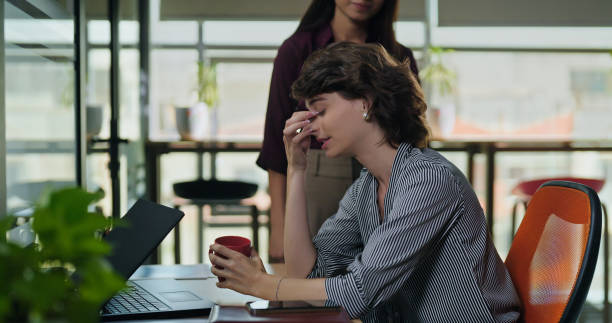 Stressed employee missing a break