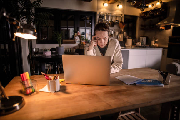 Woman working night shift in logistics hub