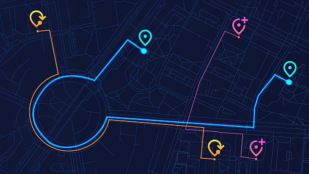 Map illustration with location pins