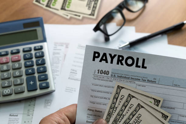 Payroll form with calculator and money