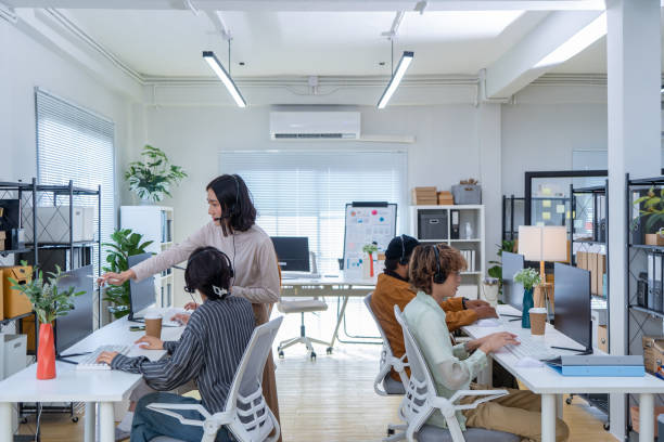 People working in a bright office