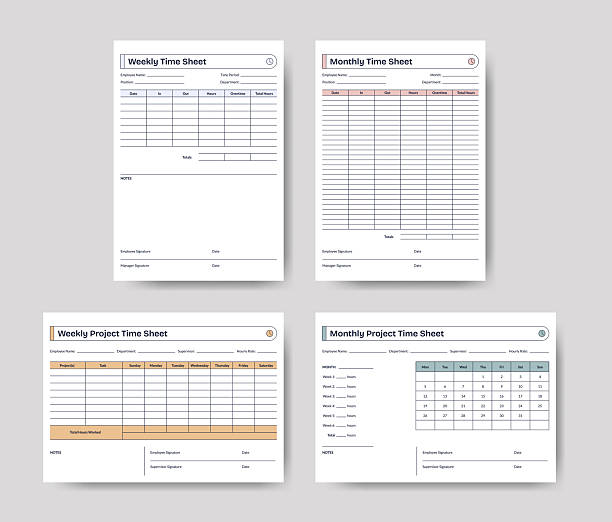 Time sheet examples for attendance and productivity trend analysis