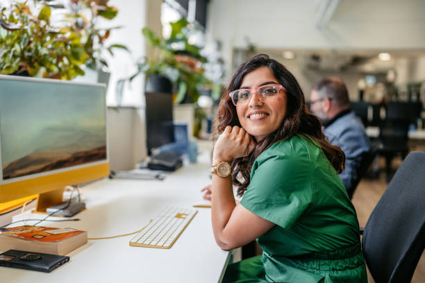 Smiling woman in office