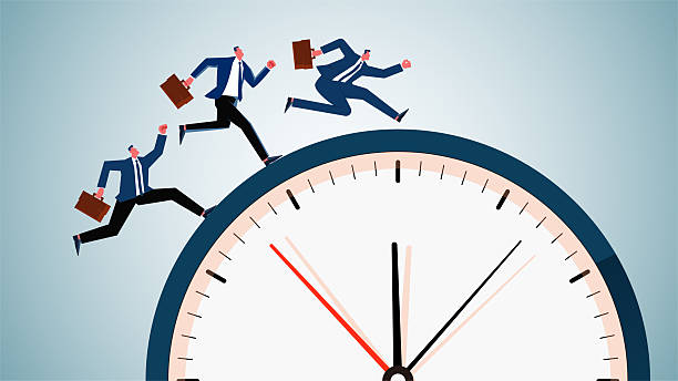 Illustration of people running on a clock