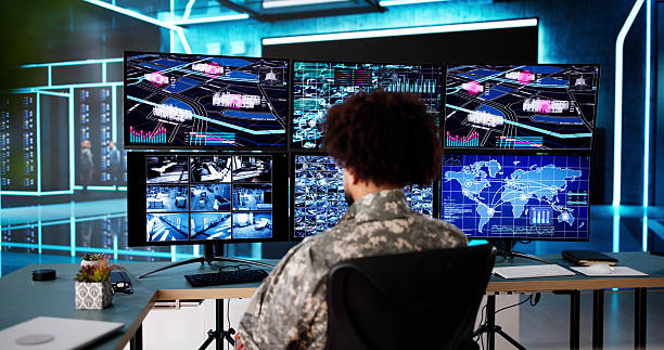 Security monitors in a control room