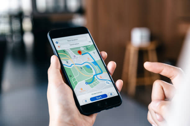 Smartphone showing GPS map