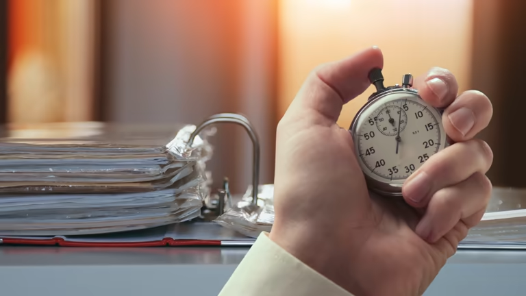 Hand holding a stopwatch