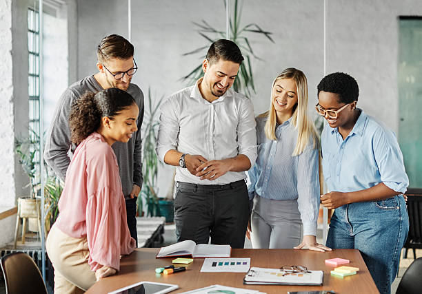 Team collaboration at desk