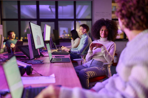 Employees working on computers