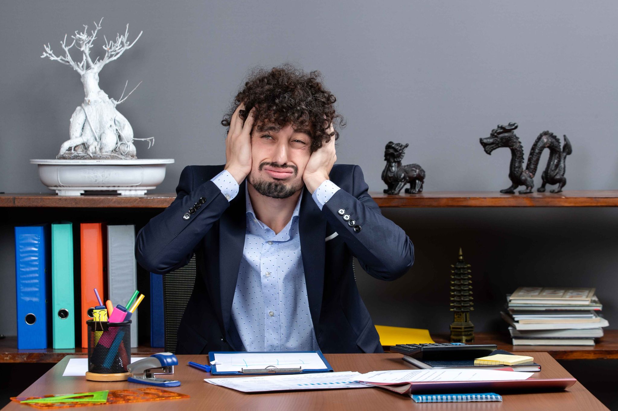 Stressed employee at desk