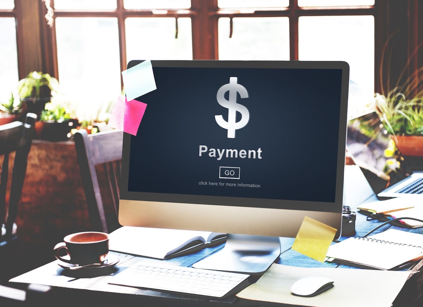 Computer screen showing Payment with a dollar sign