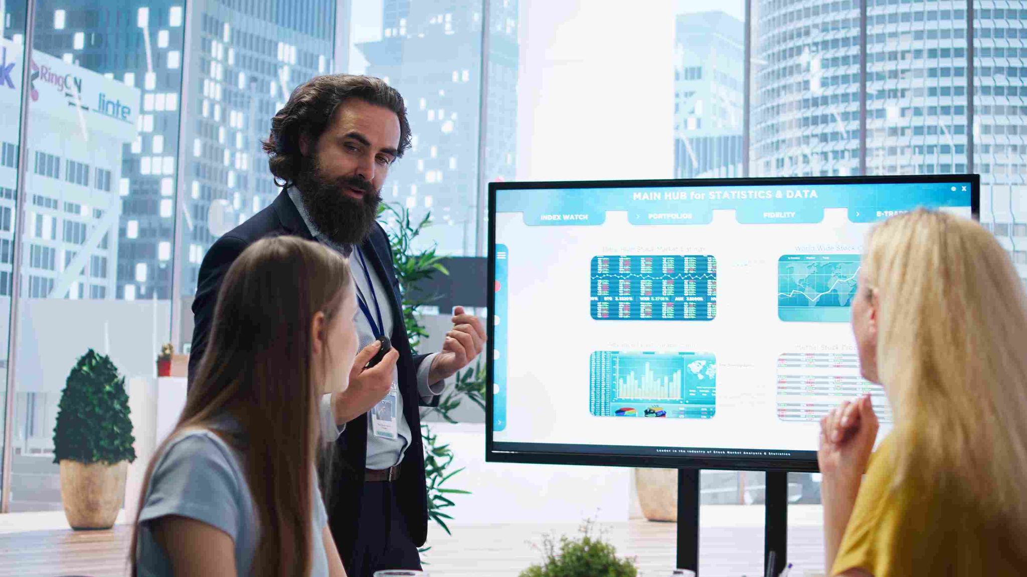 Manager reviewing a digital schedule on a computer