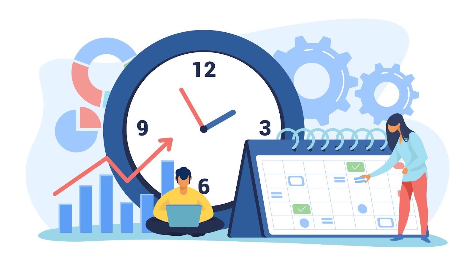 Illustration of clock and calendar