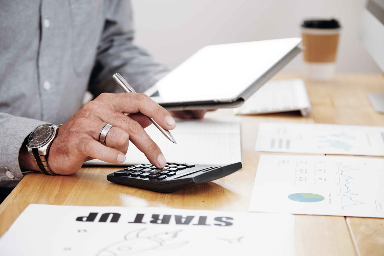 Person calculating overtime