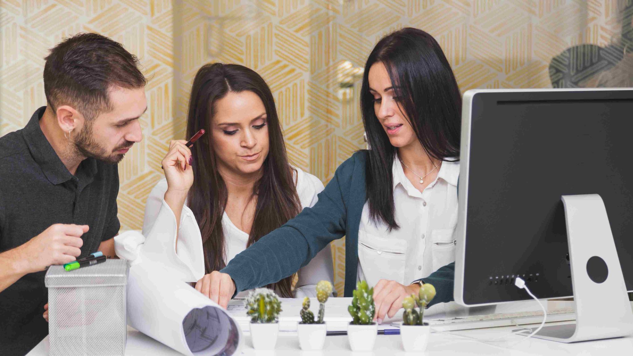 Team collaborating on a project