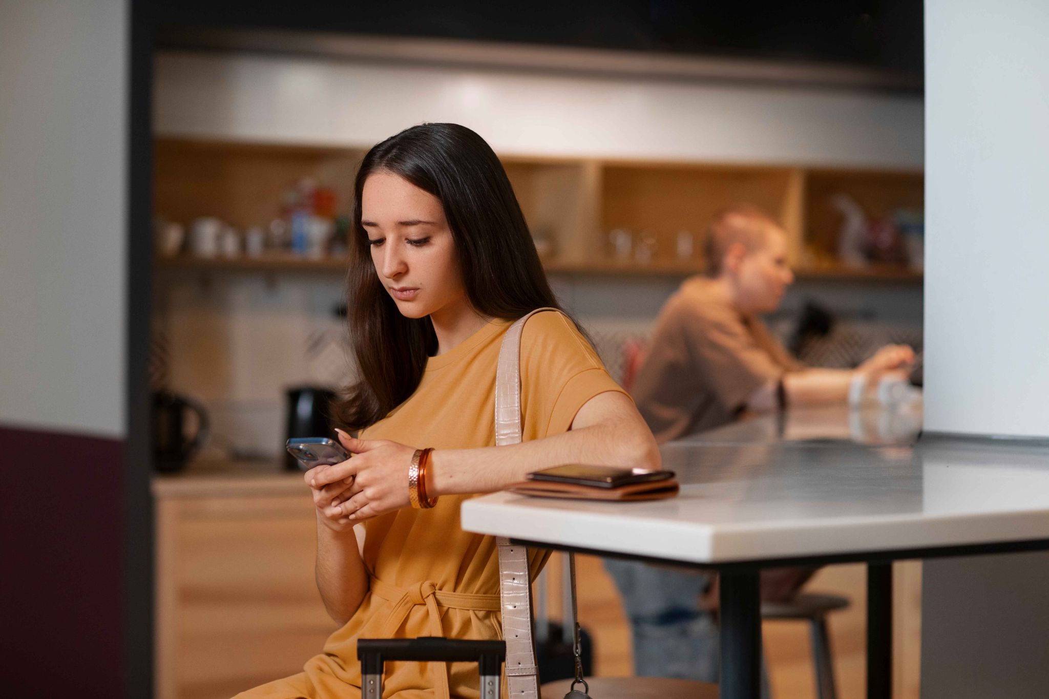Woman using a mobile time clock app