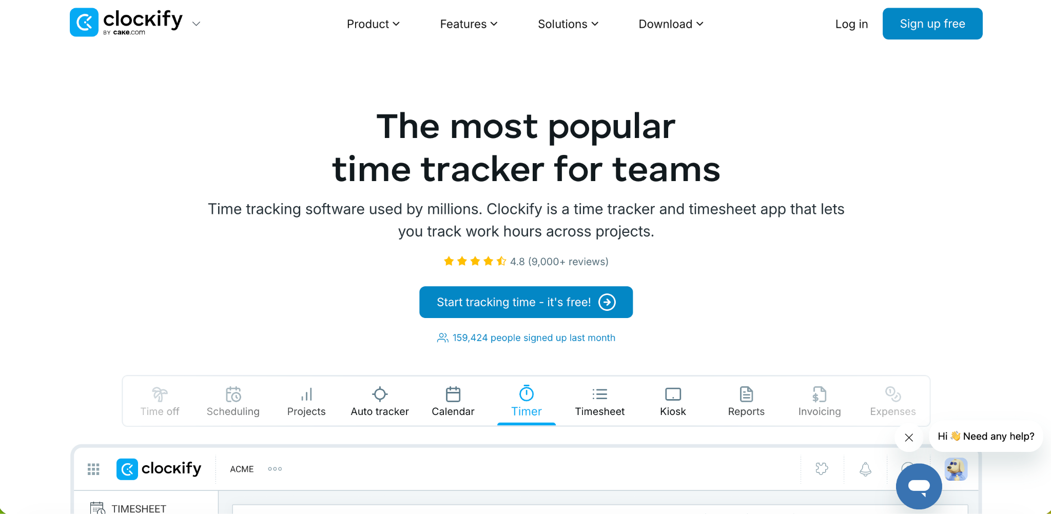Clockify Software Interface