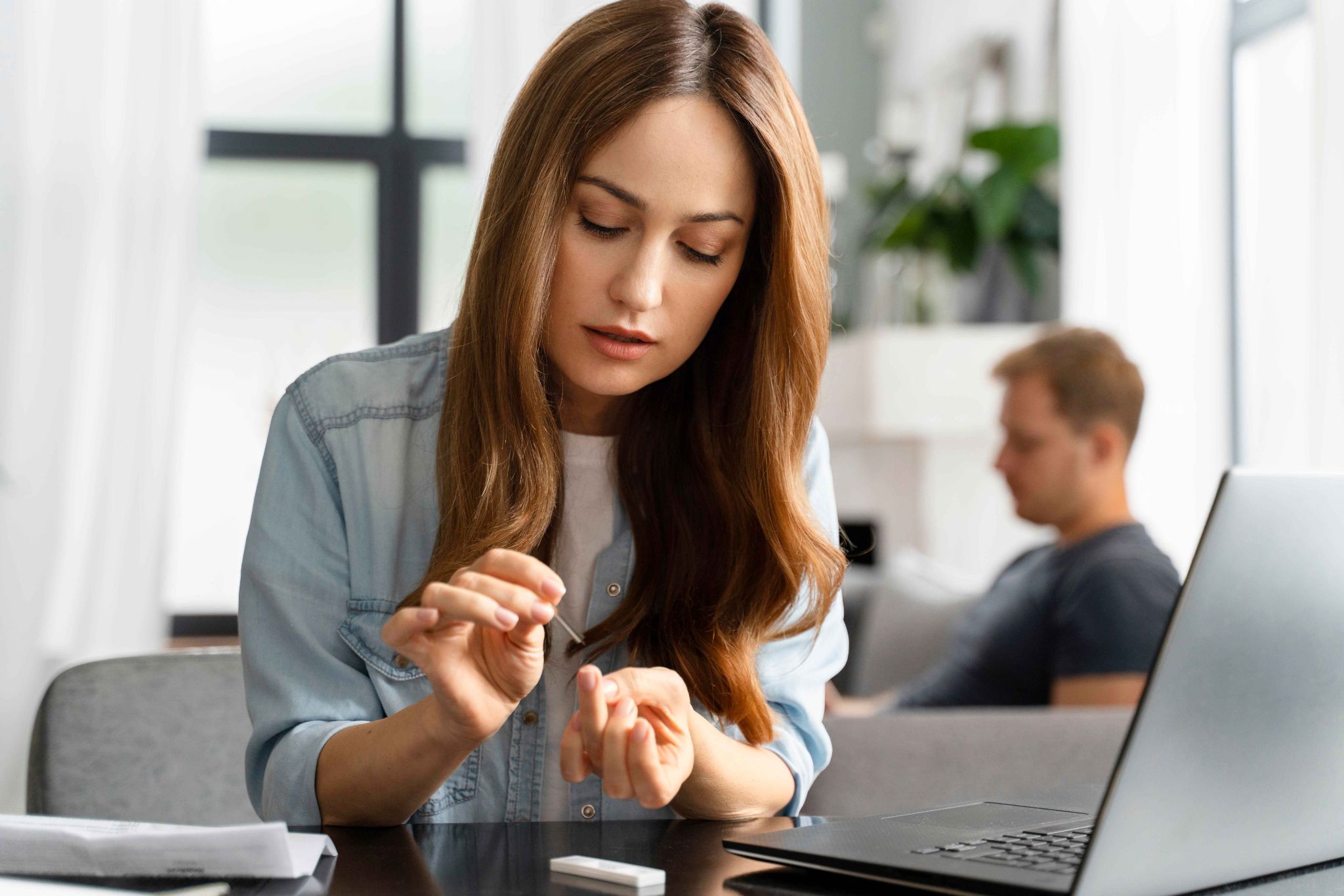 Woman stressing at work