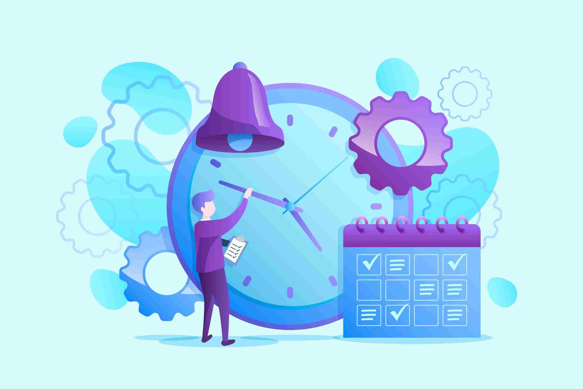 Illustration of a person with a giant clock and checklist