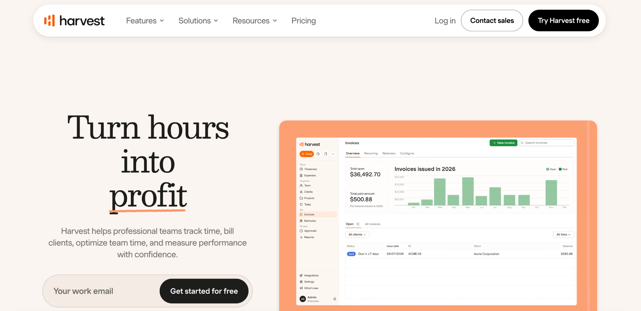 Harvest Dashboard Overview