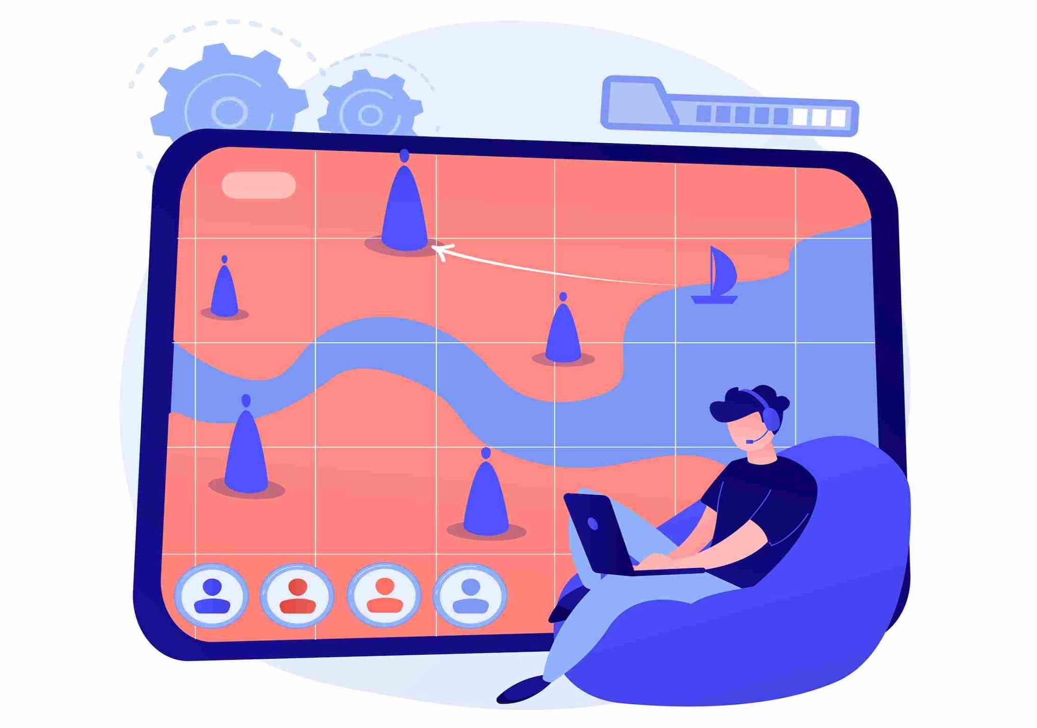 Illustration of Cloud Based GPS Time Tracking Dashboard