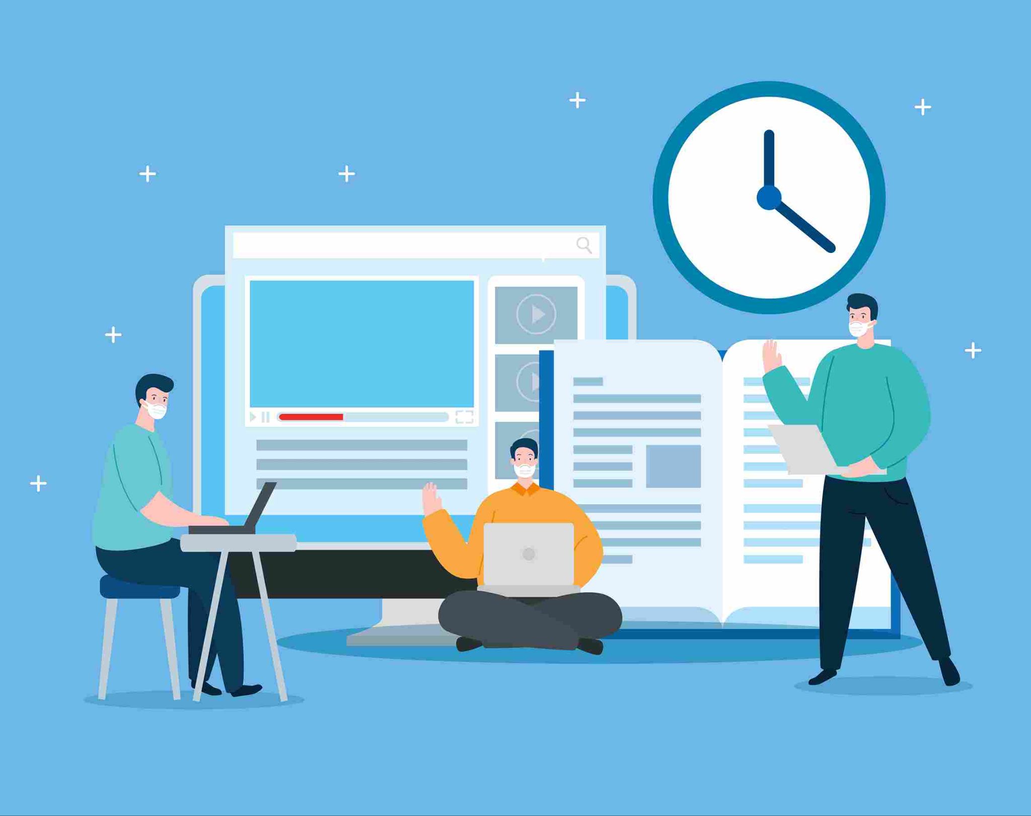 Illustration of employees using cloud based time tracking tools