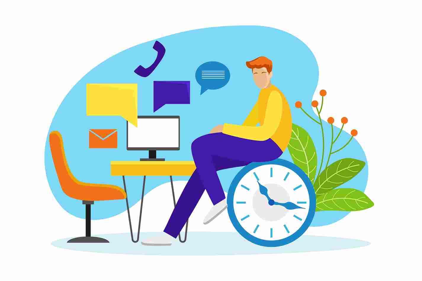 Illustration of employees using cloud based time tracking tools
