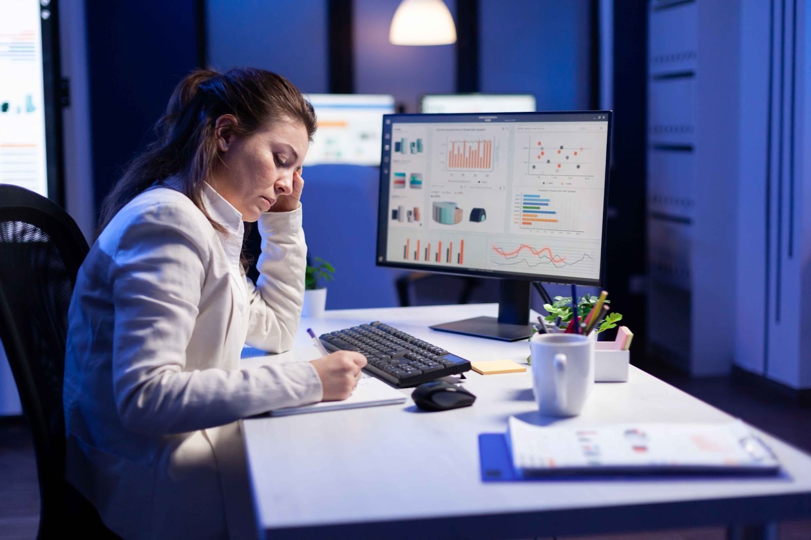 Stressed employee at desk