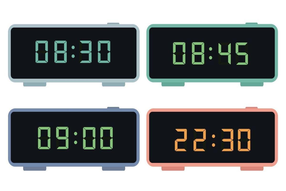 Digital clocks displaying different times