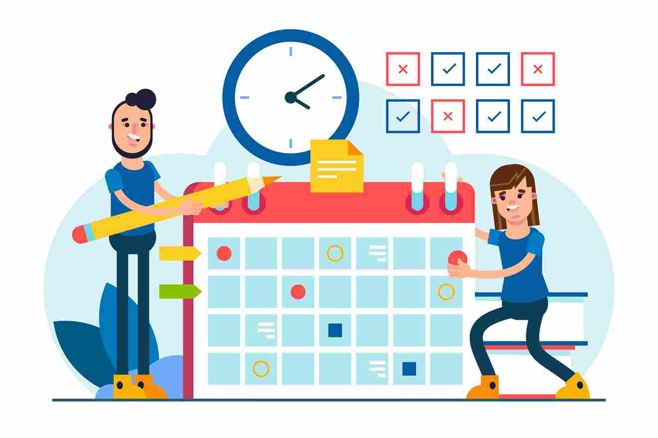 People managing a schedule with a skills matrix
