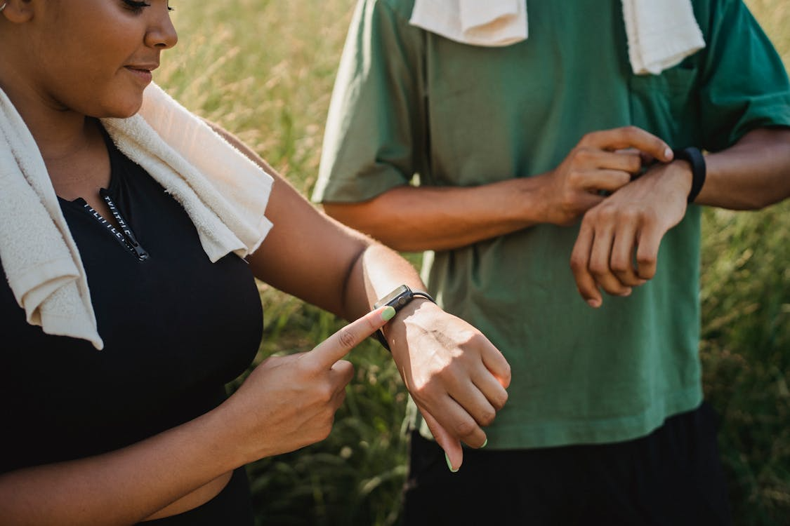 Employees checking time using wearable devices