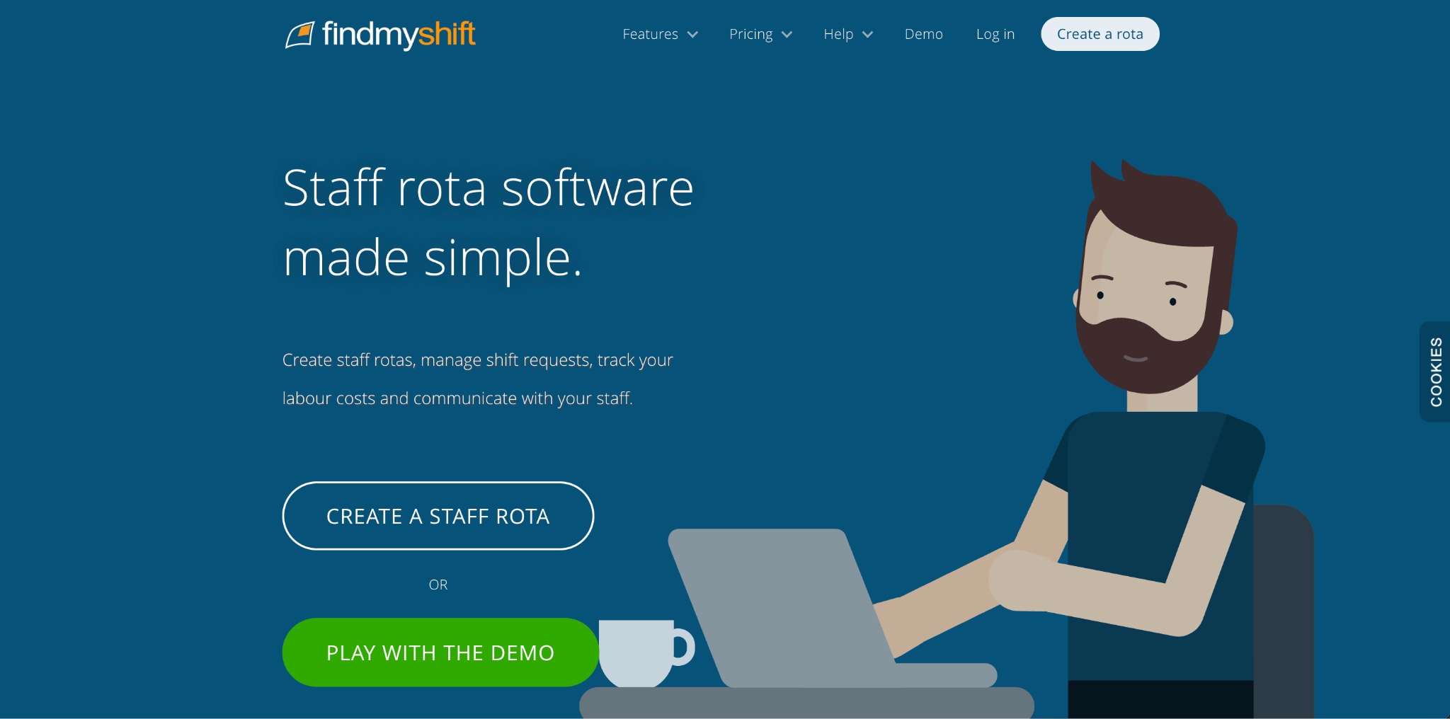 Findmyshift website homepage screenshot