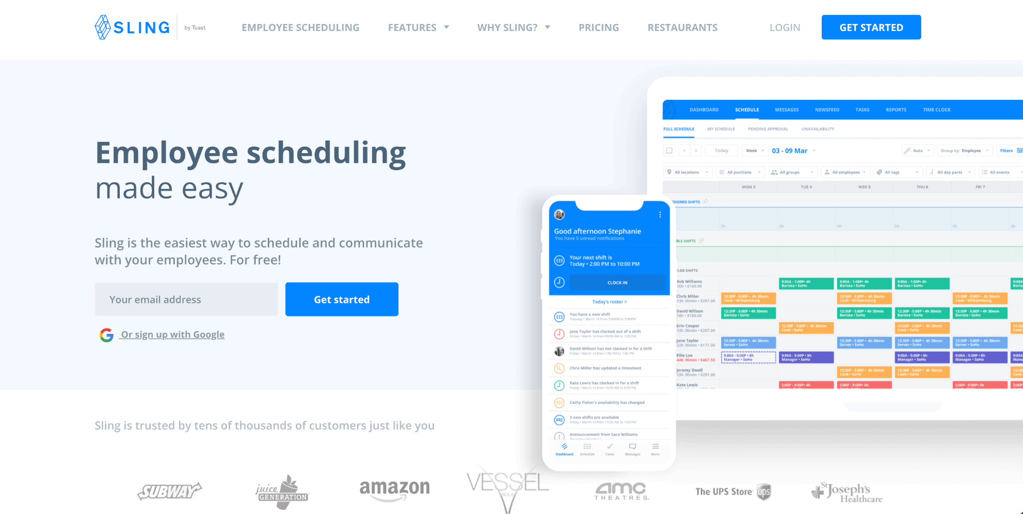 Sling website homepage screenshot