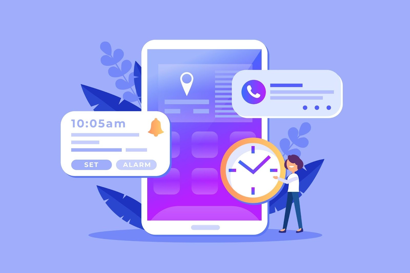 Freelancer Time Tracking App Mobile Interface Illustration
