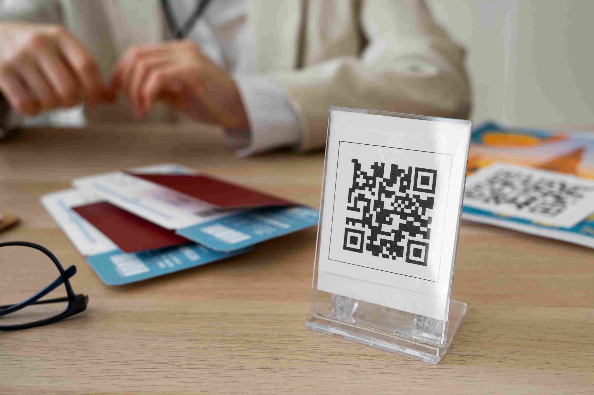 QR Code Sign on a Desk