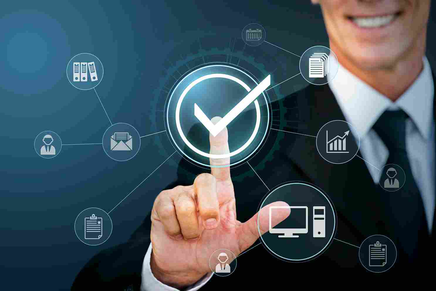 Hand touching a clock interface indicating time tracking
